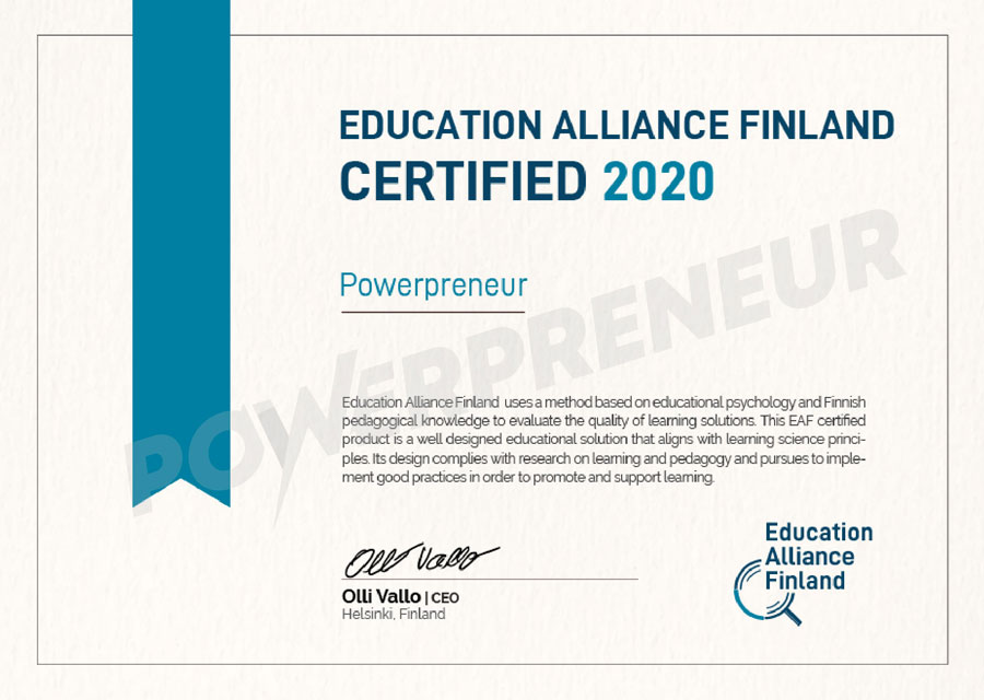 Education Alliance Finland certificate